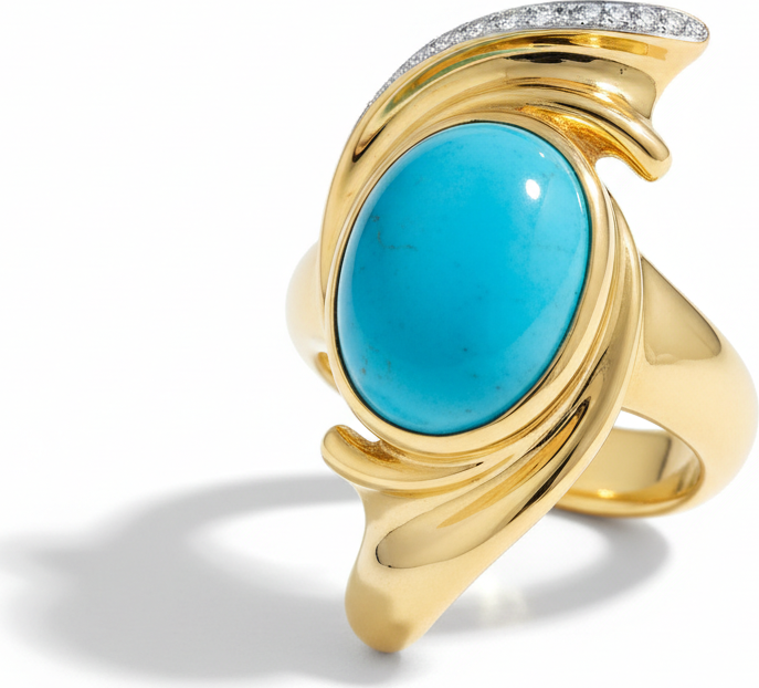 Firouzeh Turquoise Cocktail Ring hero shot, detailed front view