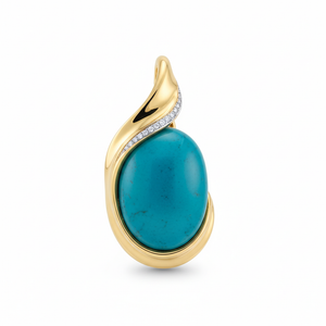 Firouzeh Turquoise Signature Pendant hero shot, detailed front view