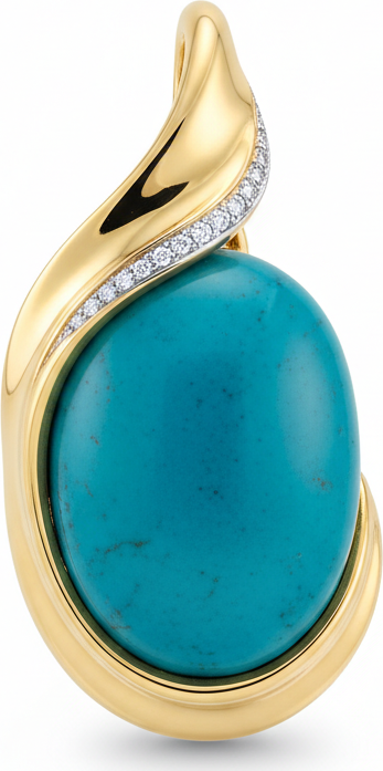 Firouzeh Turquoise Signature Pendant hero shot, detailed front view