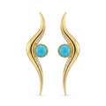 Firouzeh Turquoise Ribbon Drop Earrings hero shot, detailed front view