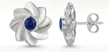 Gol-e Behesht earrings in 18ct white gold with blue sapphires by Silux London