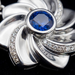 Gol-e Behesht pendant back detail, hallmarked 18ct white gold Birmingham