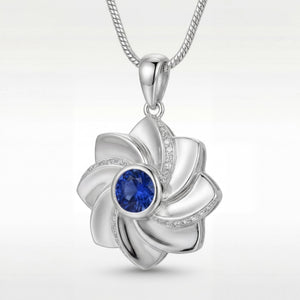 Gol-e Behesht pendant on chain, paradise flower with diamond pave petals