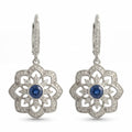 Gol-e Sefid drop earrings in 18ct white gold with blue sapphires by Silux London