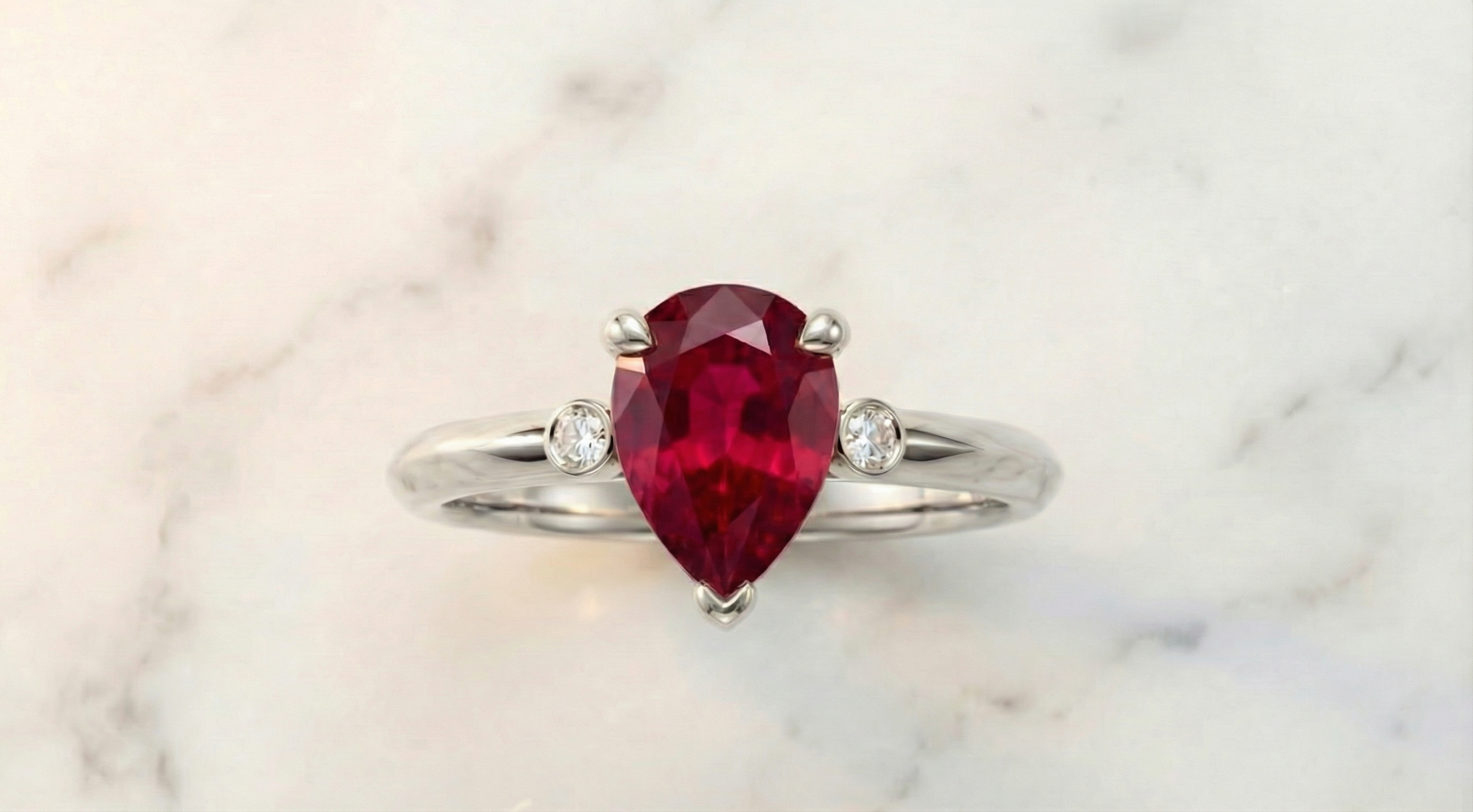 Laleh Engagement Ring in Platinum - Ruby Tulip Petal Setting by Silux London