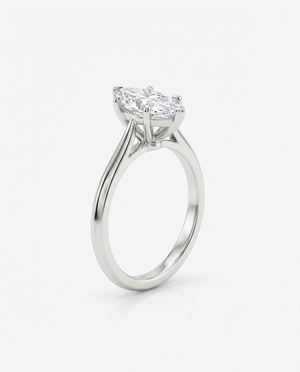 Nahid Venus Architectural Solitaire Engagement Ring - Pear Cut Diamond in Platinum