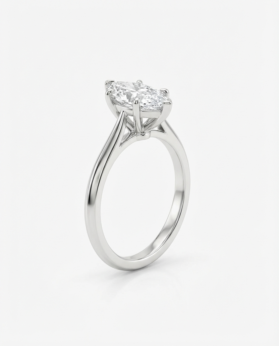 Nahid Venus Architectural Solitaire Engagement Ring - Pear Cut Diamond in Platinum