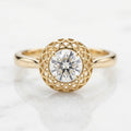 Atash Sacred Fire Lattice Halo Engagement Ring in 18ct Yellow Gold