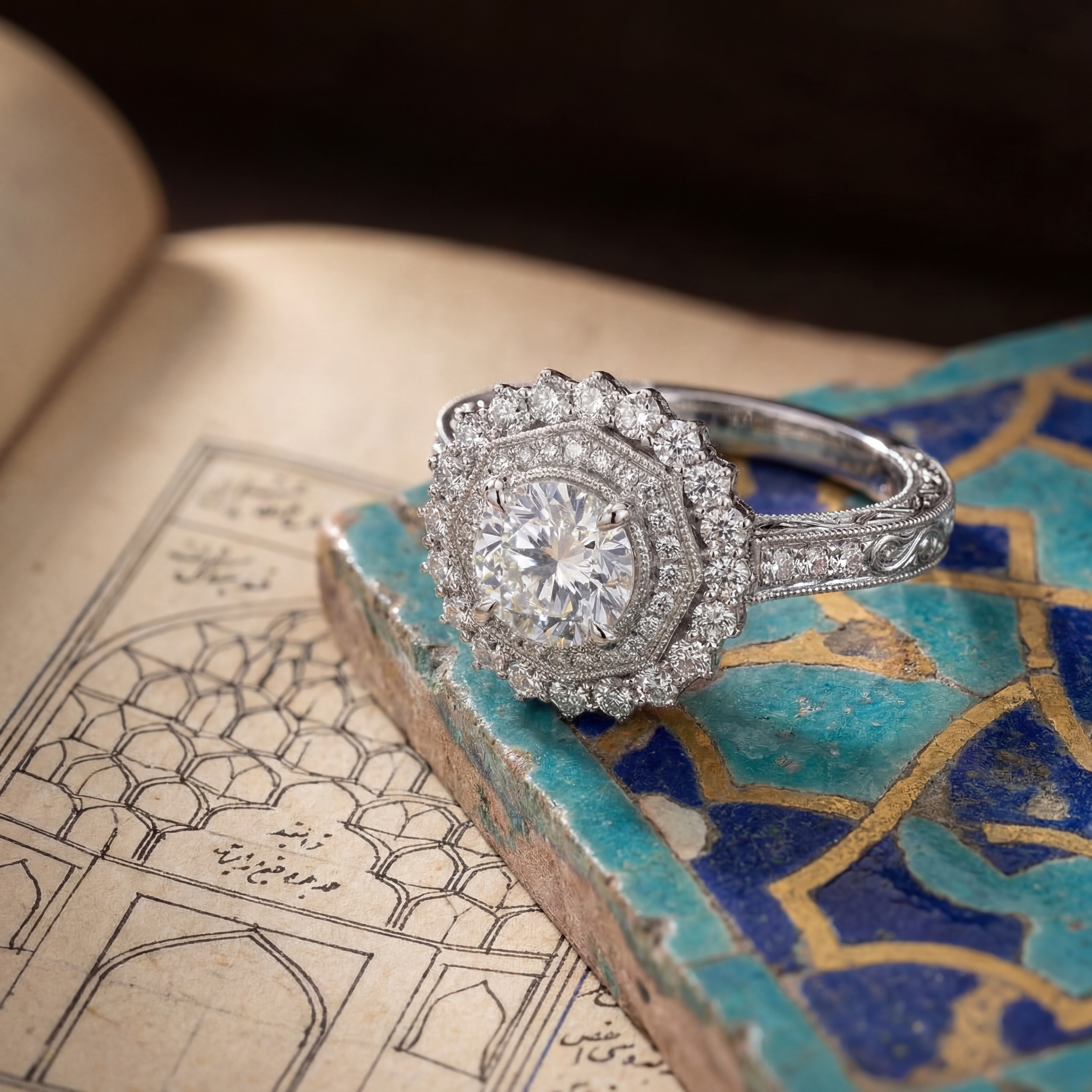 Roshanak engagement ring - heritage context with Persian architectural inspiration
