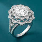 Gol-e Shab Diamond Lattice Ring on Caspian teal surface - Silux London