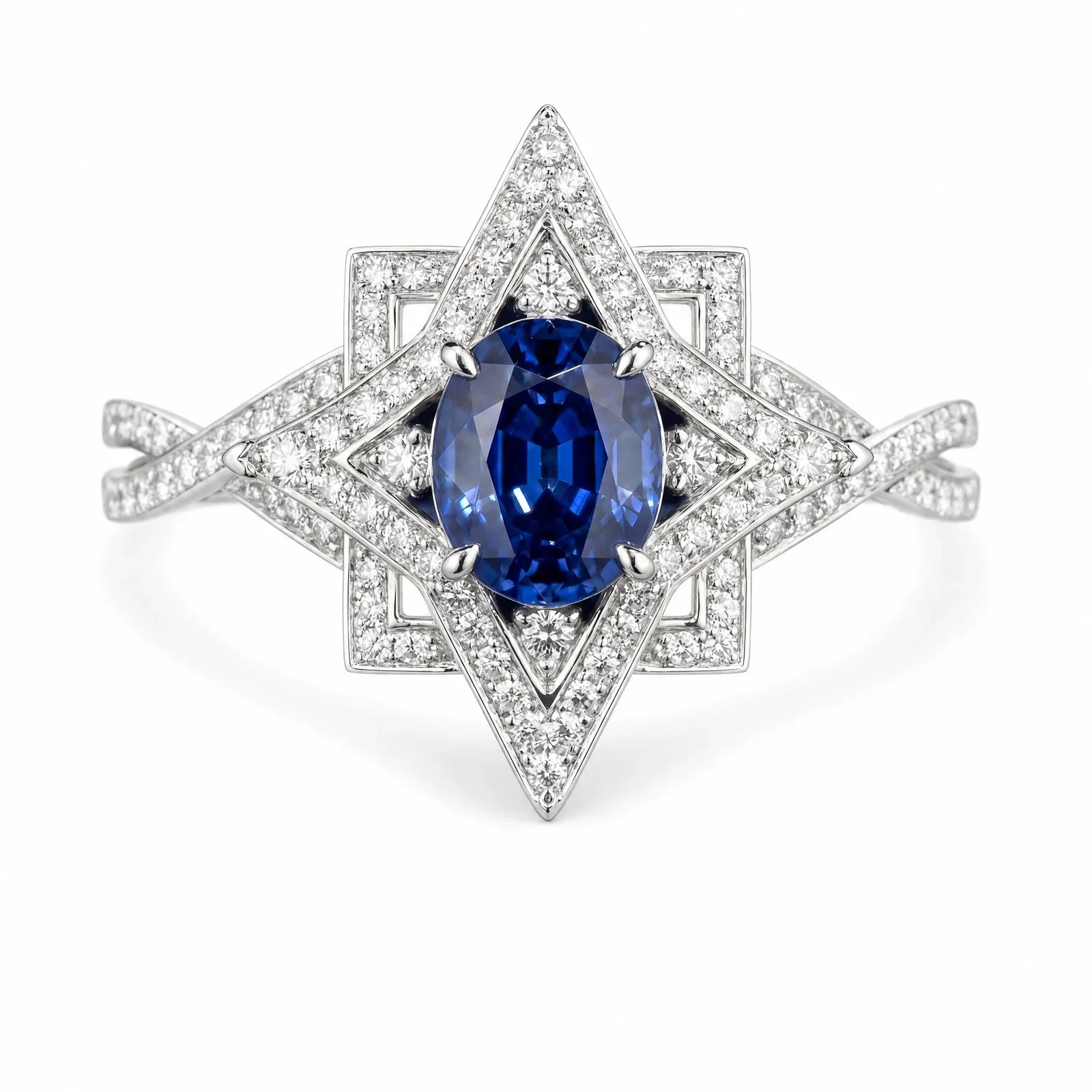 Kohestar Engagement Ring | Sapphire Shamseh Star Setting