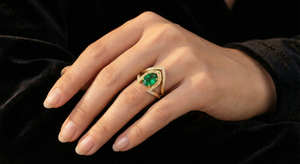 Roya engagement ring - Ring worn on hand showing scale and proportions