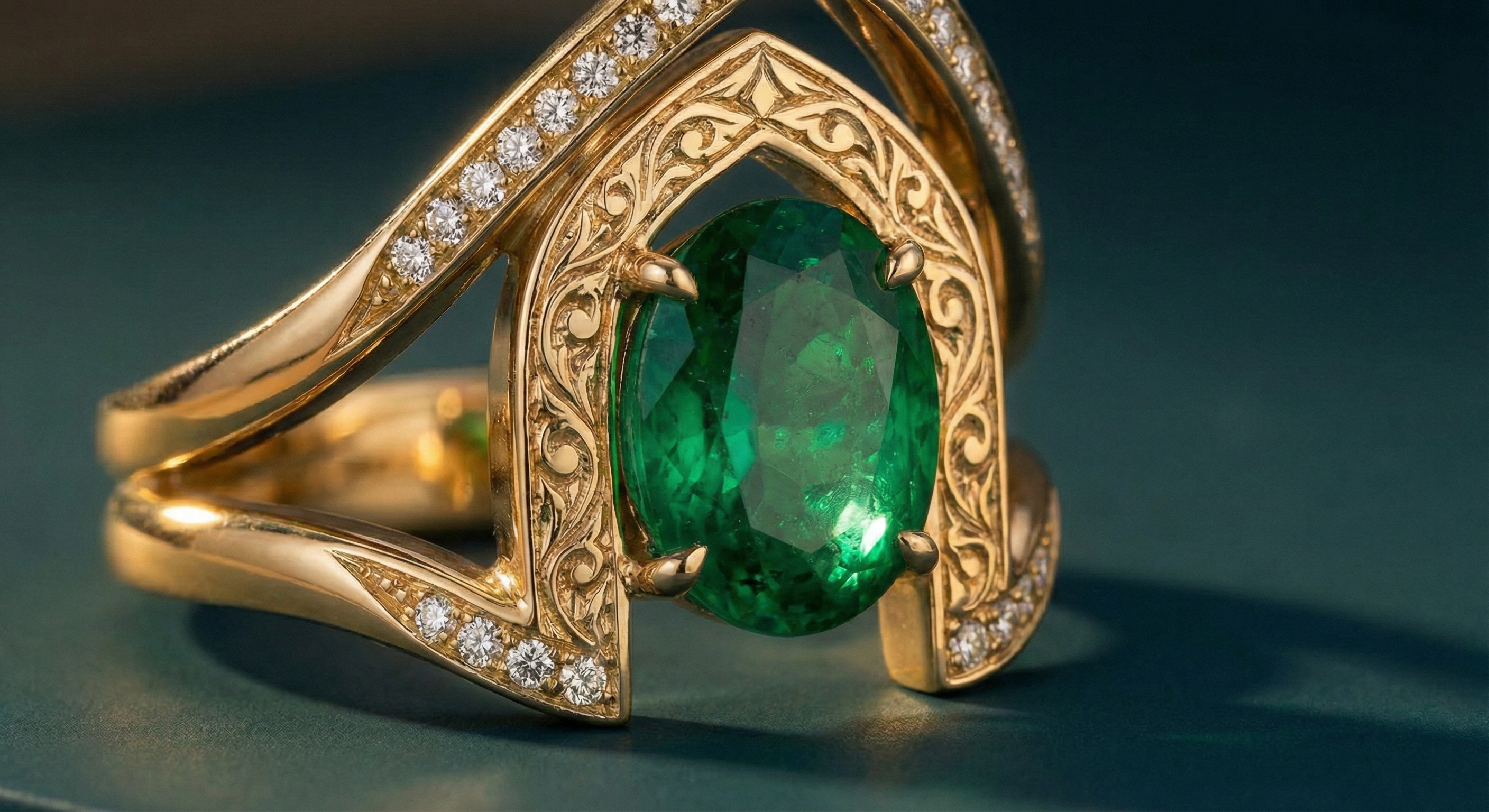 Roya engagement ring - Close-up macro shot of gemstone and setting craftsmanship